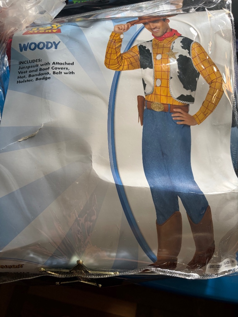 Disney Pixar Toy Story Adult Woody Jumpsuit Costume - Picture 2 of 4